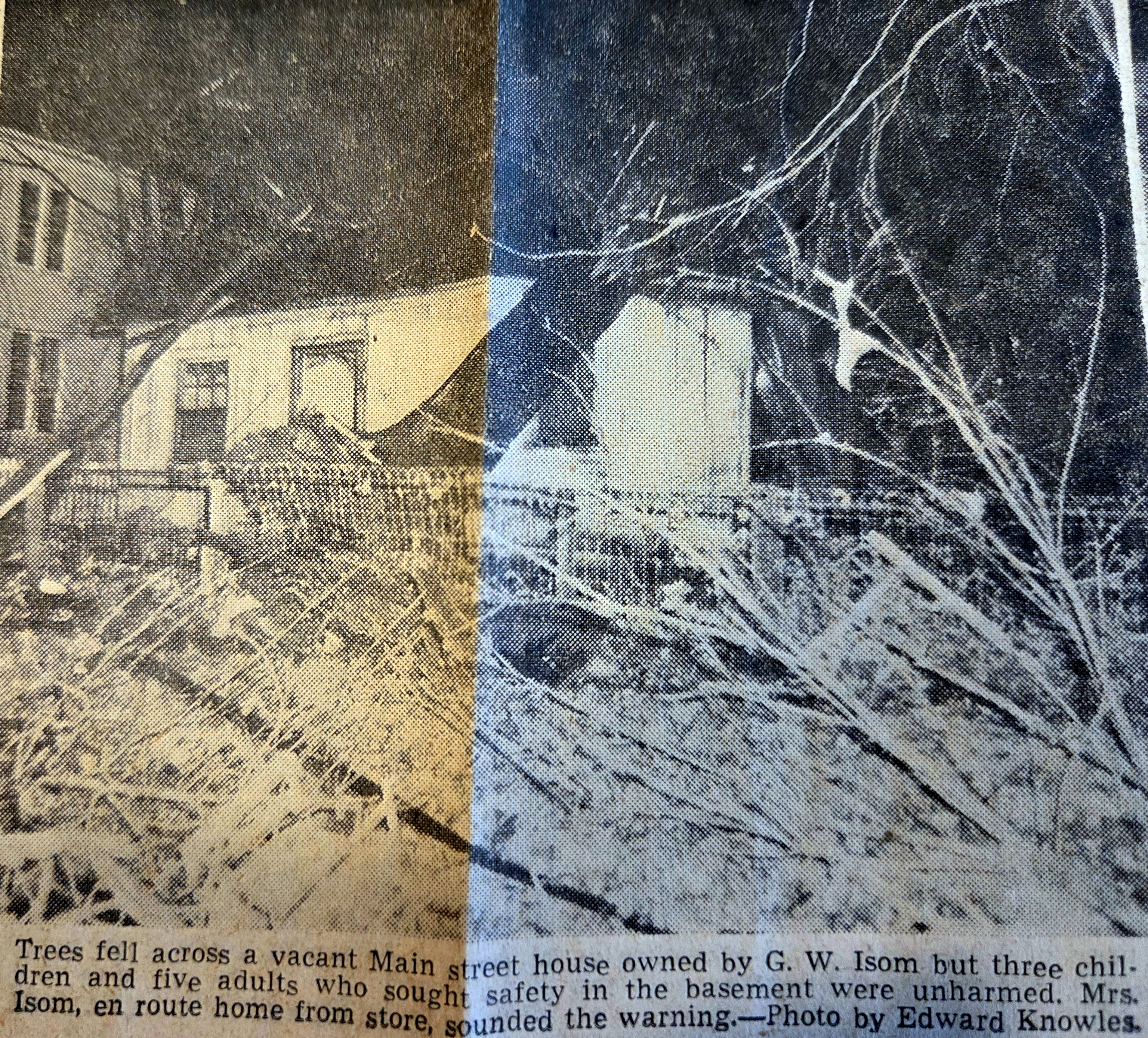 Trees fell across vacant Main street house