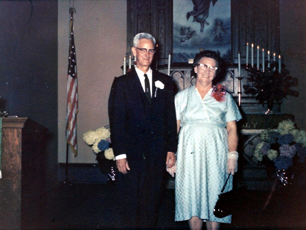 Rev. Harry C. Welp and Alma at a special service, St. Peter's Lutheran Church, c. 1960s