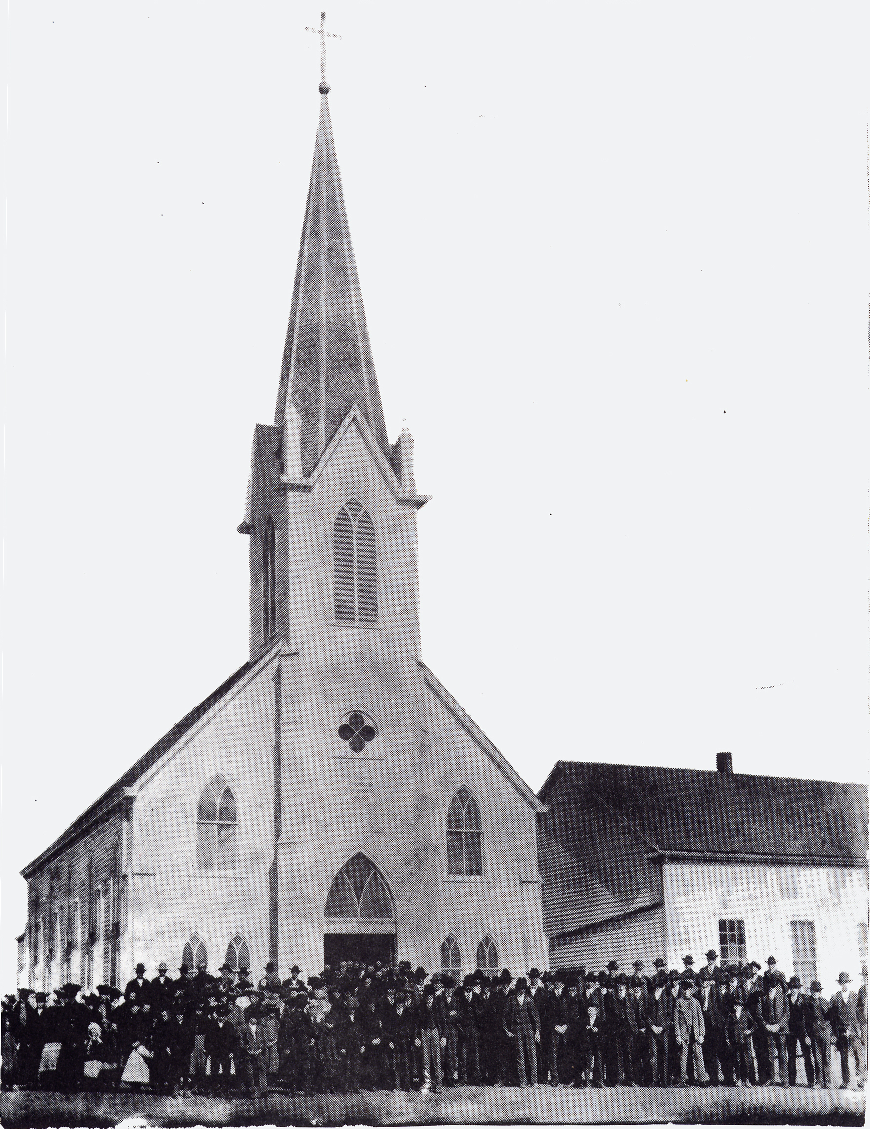 Dedication day congregation gathered before St. John's, October 22, 1905